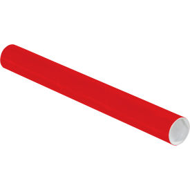 Mailing Tubes with Caps, 2"Dia. x 18"L, 0.060" Thick, Red, 50/Pack