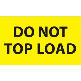 Labels with "Do Not Top Load" Print, 5"L x 3"W, Fluorescent Yellow, Roll of 500