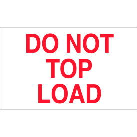 Labels with "Do Not Top Load" Print, 5"L x 3"W, Red/White, Roll of 500