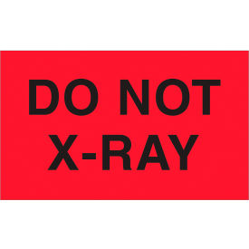 Labels with "Do Not X-Ray" Print, 5"L x 3"W, Fluorescent Red, Roll of 500