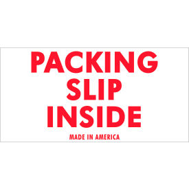 Labels with "Packing Slip Inside" Print, 4"L x 2"W, Red/White, Roll of 500