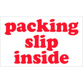 Labels with "Packing Slip Inside" Print, 5"L x 3"W, Red/White, Roll of 500