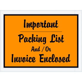 Full Face Envelopes, "Important Packing List..." Print, 4-1/2"L x 6"W, Orange, 1000/Pack