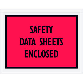Full Face Envelopes, "Safety Data Sheets Enclosed" Print, 7"L x 5-1/2"W, Red, 1000/Pack