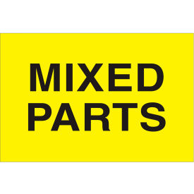 Labels with "Mixed Parts" Print, 3"L x 2"W, Fluorescent Yellow, Roll of 500