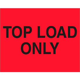 Labels with "Top Load Only" Print, 10"L x 8"W, Fluorescent Red, Roll of 250