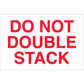 Labels with "Do Not Double Stack" Print, 3"L x 2"W, Red Text/White Back, Roll of 500