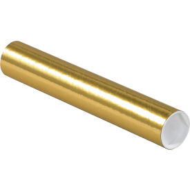 Mailing Tubes with Caps, 2" diameter x 12" length, 0.060" thickness, Gold, 50 pack