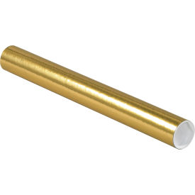 Mailing Tubes with Caps, 2"Dia. x 18"L, 0.060" Thick, Gold, 50/Pack