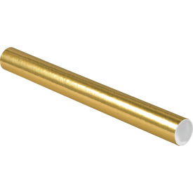 Mailing Tubes with Caps, 2"Dia. x 20"L, 0.060" Thick, Gold, 50/Pack