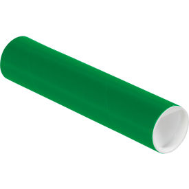 Mailing Tubes with Caps, 2"Dia. x 9"L, 0.060" Thick, Green, 50/Pack