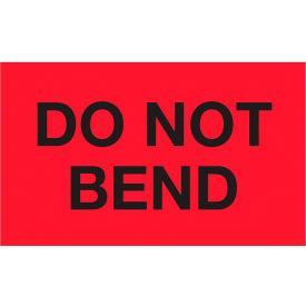 Labels with "Do Not Bend" Print, 5"L x 3"W, Fluorescent Red, Roll of 500