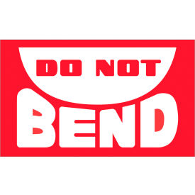 Labels with "Do Not Bend" Print, 5"L x 3"W, Red/White, Roll of 500