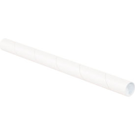 Mailing Tubes with Caps, 1-1/2"Dia. x 16"L, 0.060" Thick, White, 50/Pack