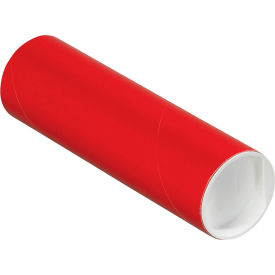 Mailing Tubes with Caps, 2"Dia. x 6"L, 0.060" Thick, Red, 50/Pack