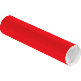 Mailing Tubes with Caps, 2"Dia. x 9"L, 0.060" Thick, Red, 50/Pack