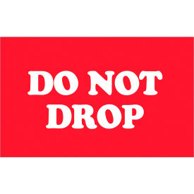Labels with "Do Not Drop" Print, 5"L x 3"W, Red/White, Roll of 500