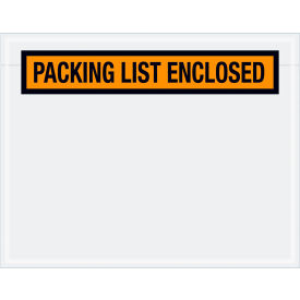 Panel Face Envelopes, "Packing List Enclosed" Print, 7"L x 5-1/2"W, Orange, 1000/Pack
