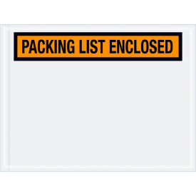 Panel Face Envelopes, "Packing List Enclosed" Print, 4-1/2"L x 6"W, Orange, 1000/Pack