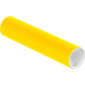 Mailing Tubes with Caps, 2"Dia. x 9"L, 0.060" Thick, Yellow, 50/Pack