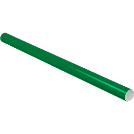 Mailing Tubes with Caps, 2" Diameter x 36" Length, 0.060" Thickness, Green, 50 Pack
