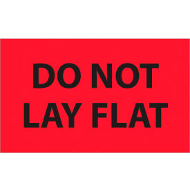 Labels with "Do Not Lay Flat" Print, 5"L x 3"W, Fluorescent Red, Roll of 500
