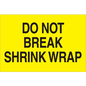 Labels with "Do Not Break..." Print, 3"L x 2"W, Fluorescent Yellow, Roll of 500