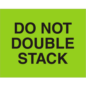 Labels with "Do Not Double Stack" Print, 10"L x 8"W, Fluorescent Green, Roll of 250
