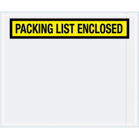 Panel Face Envelopes, "Packing List Enclosed" Print, 10"L x 12"W, Yellow, 500/Pack