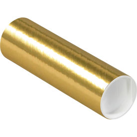 Mailing Tubes with Caps, 2"Dia. x 6"L, 0.060" Thick, Gold, 50/Pack