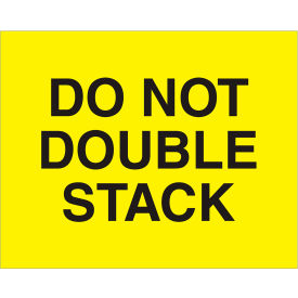 Labels w/ "Do Not Double Stack" Print, 10"L x 8"W, Fluorescent Yellow, Roll of 250