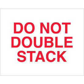 Labels w/ "Do Not Double Stack" Print, 10"L x 8"W, Red Text/White Back, Roll of 250