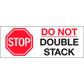 Labels with "Stop-Do Not Double..." Print, 8"L x 3"W, Red/White/Black, Roll of 250