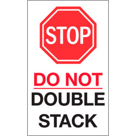 Labels with "Stop-Do Not Double..." Print, 10"L x 6"W, Red/White/Black, Roll of 250