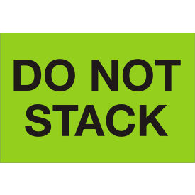 Labels with "Do Not Stack" Print, 3"L x 2"W, Fluorescent Green, Roll of 500