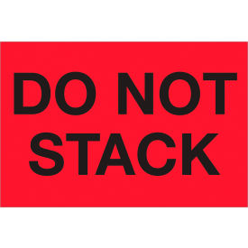 Labels with "Do Not Stack" Print, 3"L x 2"W, Fluorescent Red, Roll of 500