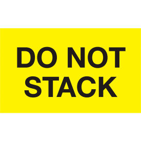 Labels with "Do Not Stack" Print, 5"L x 3"W, Fluorescent Yellow, Roll of 500
