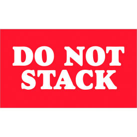 Labels with "Do Not Stack" Print, 5"L x 3"W, Red/White, Roll of 500