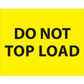 Labels with "Do Not Top Load" Print, 10"L x 8"W, Fluorescent Yellow, Roll of 250