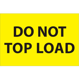 Labels with "Do Not Top Load" Print, 3"L x 2"W, Fluorescent Yellow, Roll of 500