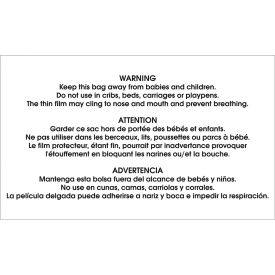 Regulated Labels, ''Warning - Keep this Bag Away...'', 3"L x 5"W, Roll of 500