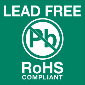 Regulated Labels, ''Lead Free RoHs Compliant'', 2"L x 2"W, Green/White, Roll of 500
