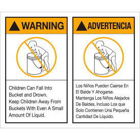 Regulated Labels, ''Warning Advertencia'' 5"L x 6"W, Multiple, Roll of 500