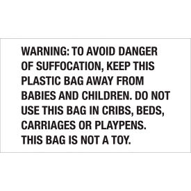 Regulated Labels, ''Warning: To Avoid Danger...'',
3"L x 5"W, Roll of 500