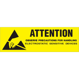 Labels with "Attention-Observe..." Print, 2"L x 5/8"W, Black/Yellow, Roll of 500