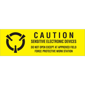 Labels with "Caution-Do Not Open..." Print, 2"L x 5/8"W, Black/Yellow, Roll of 500