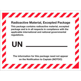 Air Specialty Labels, ''Radioactive Material...'', 4-3/8"L x 3-1/4"W, Roll of 500