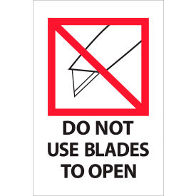 Labels w/ "Do Not Use Blades to..." Print, 6"L x 4"W, Red/White/Black, Roll of 500