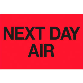 Labels with "Next Day Air" Print, 3"L x 2"W, Fluorescent Red, Roll of 500
