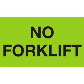 Labels with "No Forklift" Print, 5"L x 3"W, Fluorescent Green, Roll of 500